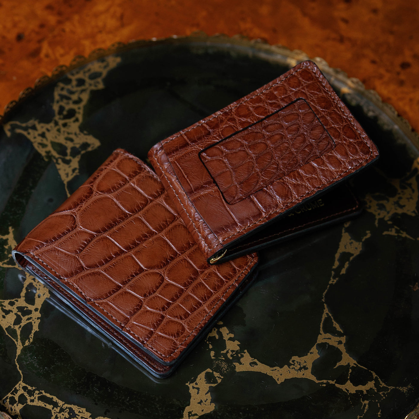 Chestnut Alligator Bar Wallet