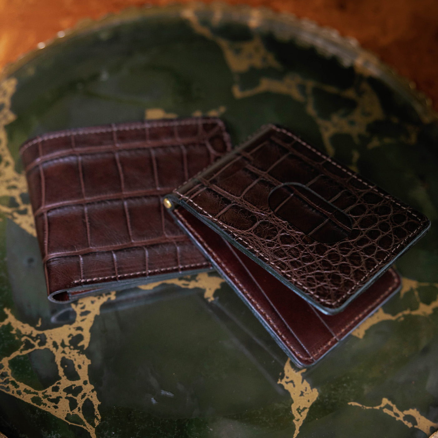 Dark Brown Alligator Traditional Bifold