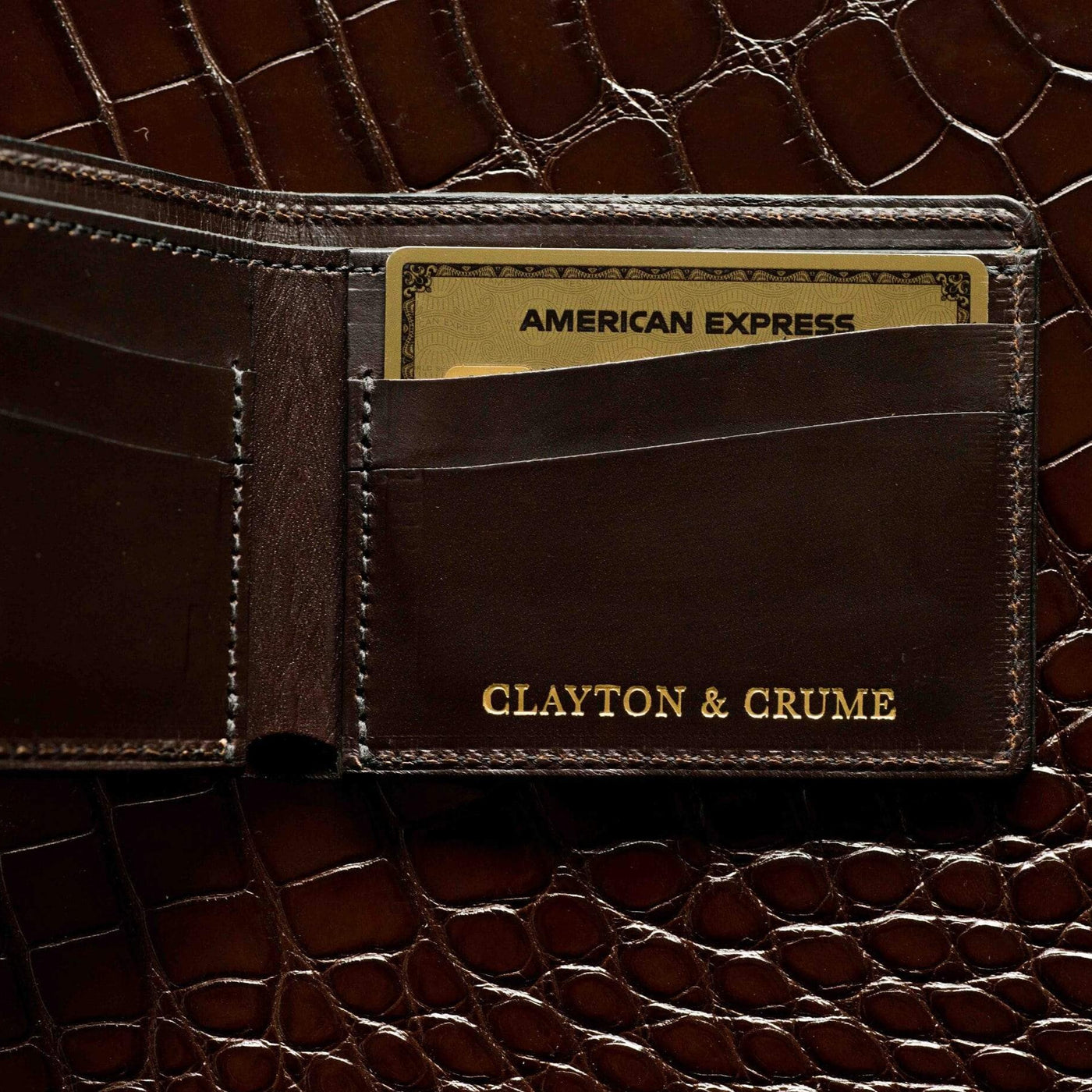 Dark Brown Alligator Traditional Bifold