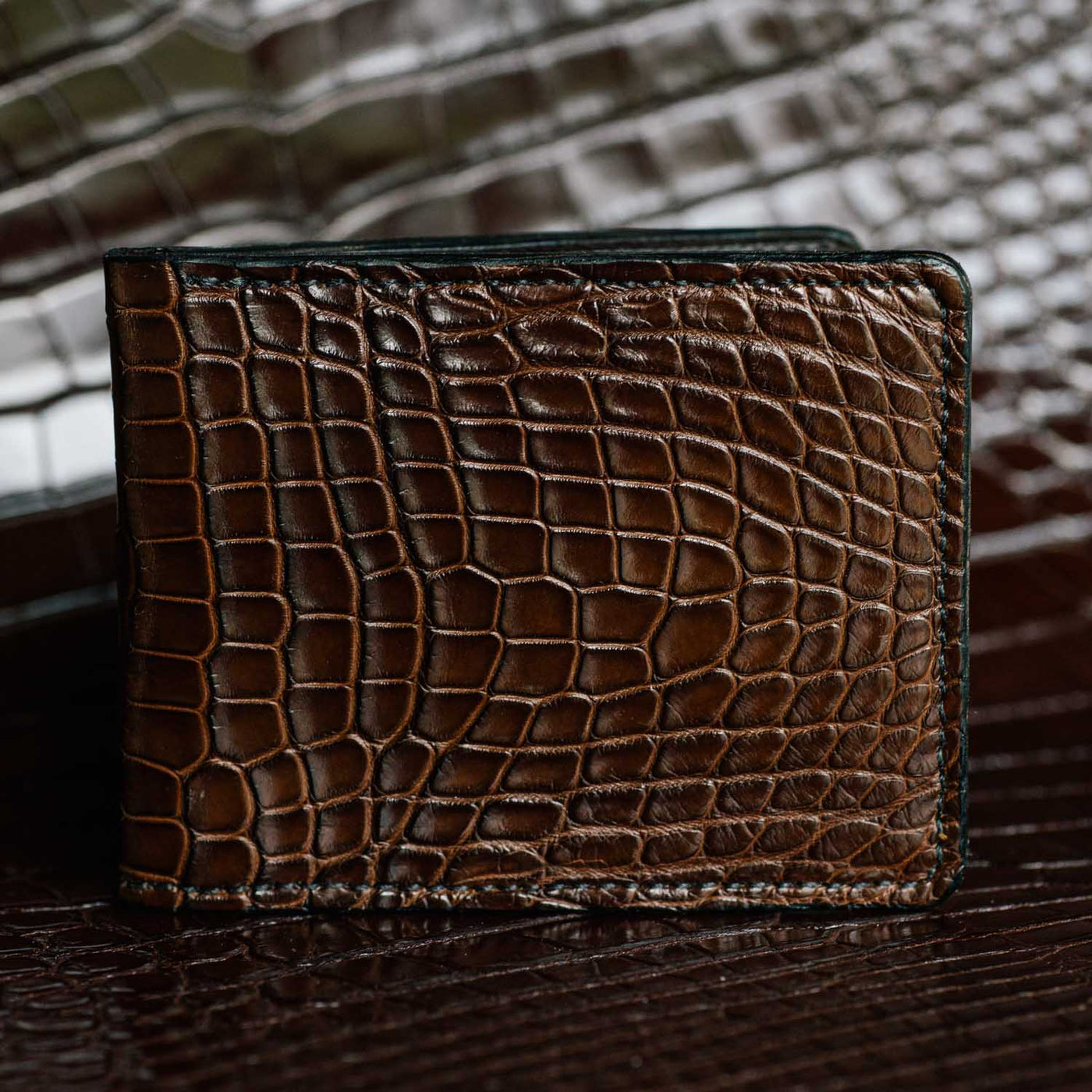 Dark Brown Alligator Traditional Bifold